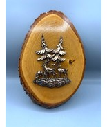 Copper Colored Deer Trees Wooden Tree Slice Wall Hanging Plaque Rustic H... - $324.69 MXN