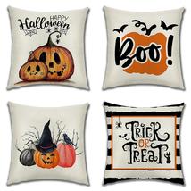 4pcs Halloween Pillowcase Decorative Zippered Sofa Pillow Covers For Home - £17.54 GBP