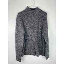 Woolrich Marled Knit Sweater 1/4 Zip Lambswool Gray Long Slv Elbow Patch Mens XL - $22.49