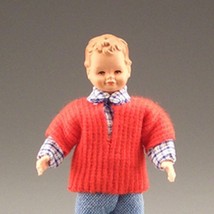 Boy Doll Caco 20 1791 Flexible Red Sw Jeans Sculpted Hair Dollhouse Miniature - £15.14 GBP