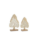 Modern Metal Leaf Tree on Wood Base (Set of 2) - 790809 - $923.78 MXN