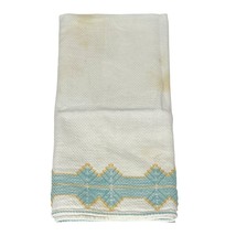 Vintage Embroidered Tea Towel Hand Towel White &amp; Blue - $5.94