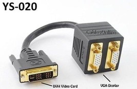 8&quot; Dvi-I Male To Dual Vga Female Y-Splitter Adapter Cable, - £26.63 GBP