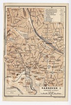 1904 Antique Map Of Hanover Hannover City Lower Saxony Niedersachsen Germany - £13.45 GBP