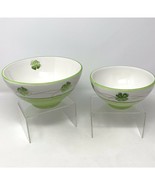 Obrarte Ceramica Shamrock Clover Bowl Set Handpainted White and Green - £16.98 GBP