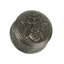 Baphomet With Pentagram Bronze Finished Round Trinket Box Wicca Pagan - £28.33 GBP