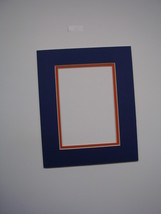 Picture Mat Double Mat 11X14 for 8x10 photo Medium Blue with Orange Line... - £7.98 GBP