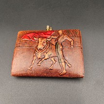 Vintage Faux Leather Coin Wallet Spanish Bullfighter Dancers-Embossed - £13.80 GBP