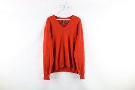 Vintage Lands End Womens Size Large Blank Cashmere Knit V-Neck Sweater Orange - £66.56 GBP