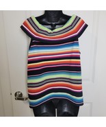 Lauren Ralph Lauren Sz L Linen/Cotton Sleeveless Sweater Top Striped Dro... - $24.31 CAD