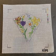 Hand Painted Needlepoint Canvas Kim Flowers Daffodil Lily Ornament - £13.66 GBP