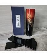 Japanese Tube Vase Kabin Glossy Black Red Ikebana Flower Arrangement in ... - £29.51 GBP