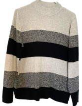 Karen Scott Color Blocked Ribbed Crew Neck Sweater Size L Black and Gray - £10.73 GBP