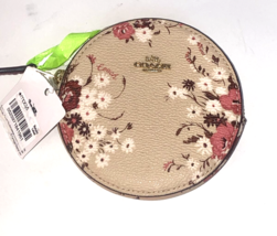 New Coach Round Coin Purse Beachwood Floral Bundle Print Zip 66683 W1 - $89.00