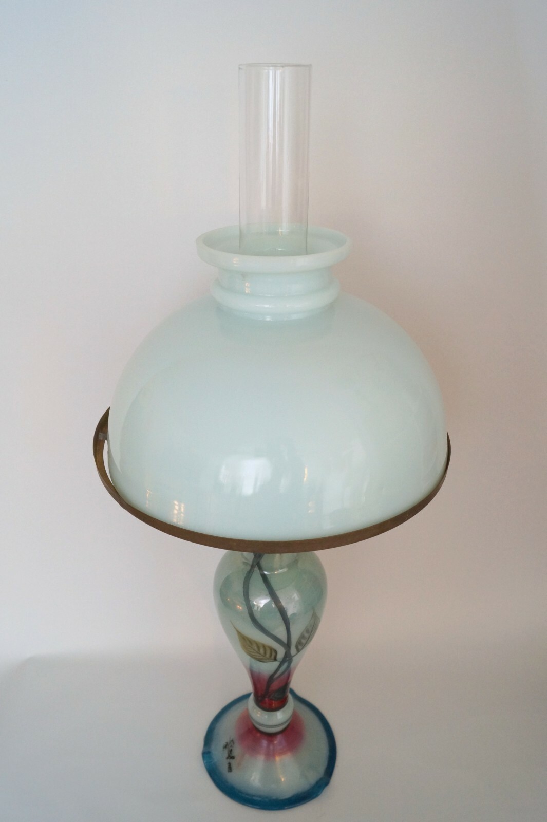Art Nouveau Lamp Oil Lamp Glass Hand-Painted Unique Signed Eisch Item image 9