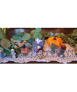 6 Piece Set of RIP N Happy Halloween Ceramic GHOST JACK-O-LANTERN SKULLS - $23.75 CAD