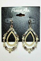 Franco Gia Silver Plated Earrings Cubic Zirconia Stud Back Double Drop Pearl #45 - £16.35 GBP