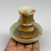 205g, 2.7&quot;x1.4&quot;x2.9&quot;, Natural Green Onyx Candle Holder Gemstone Hand Carved, B32 - £35.79 GBP