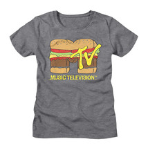 MTV Hamburger Logo Women&#39;s T Shirt Ketchup Fast Food Beef Burger Music - £18.47 GBP+