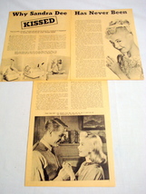 1958 Magazine Article Why Sandra Dee Has Never Been Kissed - £6.24 GBP