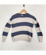 Pink Republic Striped Cozy Sweater Blue Cream Women XS - £14.01 GBP