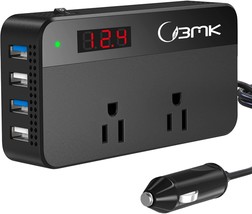 Bmk 200W Dc 12V To 110V Ac Car Inverter, 4 Usb Ports Charger Adapter, Car Plug - $38.97