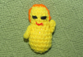 Vintage Handmade Crochet Animal Plush Anthropomorphic P EAN Ut Smiling 3&quot; Yellow - £8.63 GBP