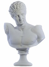 Hermes Mercury Bust Head Greek Roman God Sculpture Statue Cast Marble - $279.57