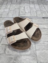 Birkenstock $110 Egg-shell White Vegan Textile Arizona Slides Sandals 41... - $761.39 MXN