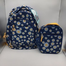 2-Piece Daisy Backpack Set with Matching Lunch Kit Safety Reflectors Blue Flower - £13.66 GBP