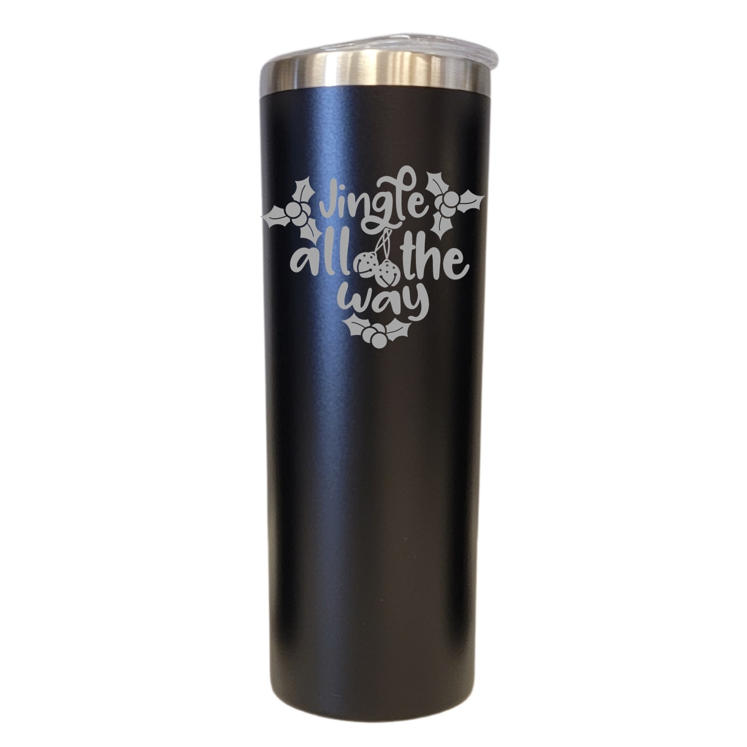 Jingle All the Way Christmas Theme Black 20oz Skinny Tumbler LA5180 - $19.99