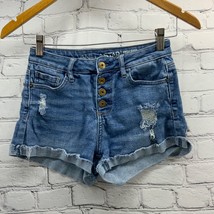 Vanilla Star Hot Pants Short Shorts Juniors Sz 1 High Rise Blue Denim - $18.22