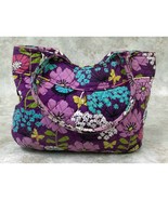 Vera Bradley Womens Quilted Tote Bag Purple Green Floral Zipper Dual Han... - £27.23 GBP