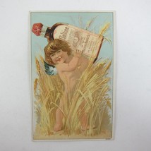 Victorian Trade Card Maltine Quack Medicine Bottle Held by Cherub Angel ... - $19.99