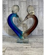 Vintage McIntosh Art Glass Intertwined Heart Lover Sculpture - £26.68 GBP