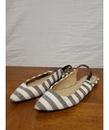 SPLENDID Sarum Slingback Striped B &amp; W Pointed-Toe Ballet Shoes Flats Si... - $23.33