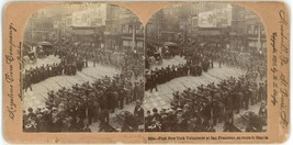 1898 Rare Keystone Real Photo Stereoview 9384 First New York Volunteers San Fran - £9.54 GBP