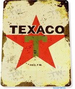 Texaco Motor Oil Garage Shop Gas Retro Rustic Wall Decor Large Metal Tin... - £22.64 GBP