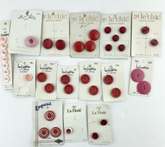 Vintage Red Pink Plastic Button Lot of 37 Le Chic La Petite La Mode Exqu... - $22.23