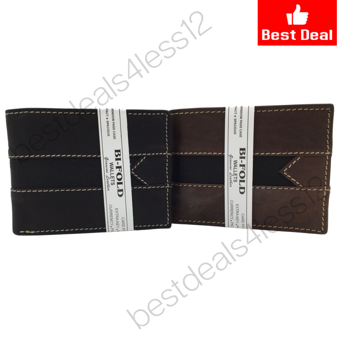 Men's Bi-Fold Wallets Genuine Leather Brown and Dark SET of 2 - $17.81