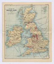 1912 Antique Railway Map Of British Isles England Scotland Ireland Great Britain - £23.13 GBP