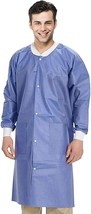 X-Large Blue Disposable Lab Coat, 50-Pack, 3 Pockets, Snaps, Cuffs - £108.62 GBP