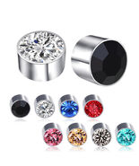 1 Pair MAGNETIC DIAMANTE Stud EARRINGS ROUND 6 Colors 6mm Men Women - €2,94 EUR+