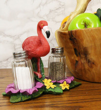 Tropical Paradise Bird Pink Flamingo Salt And Pepper Shakers Display Statue Set - £24.83 GBP