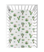 Pink Green Boho Watercolor Baby or Toddler Fitted Crib Sheet for Cactus ... - £33.80 GBP