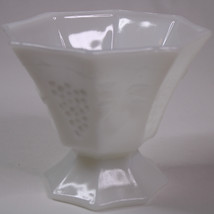 Indiana White Milk Glass Pedastal Harvest Grape White Candy Or Nut Glass... - $10.69