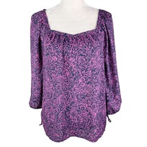Banana Republic Top Blouse Small Purple Blue Print Semi Sheer New - $24.74