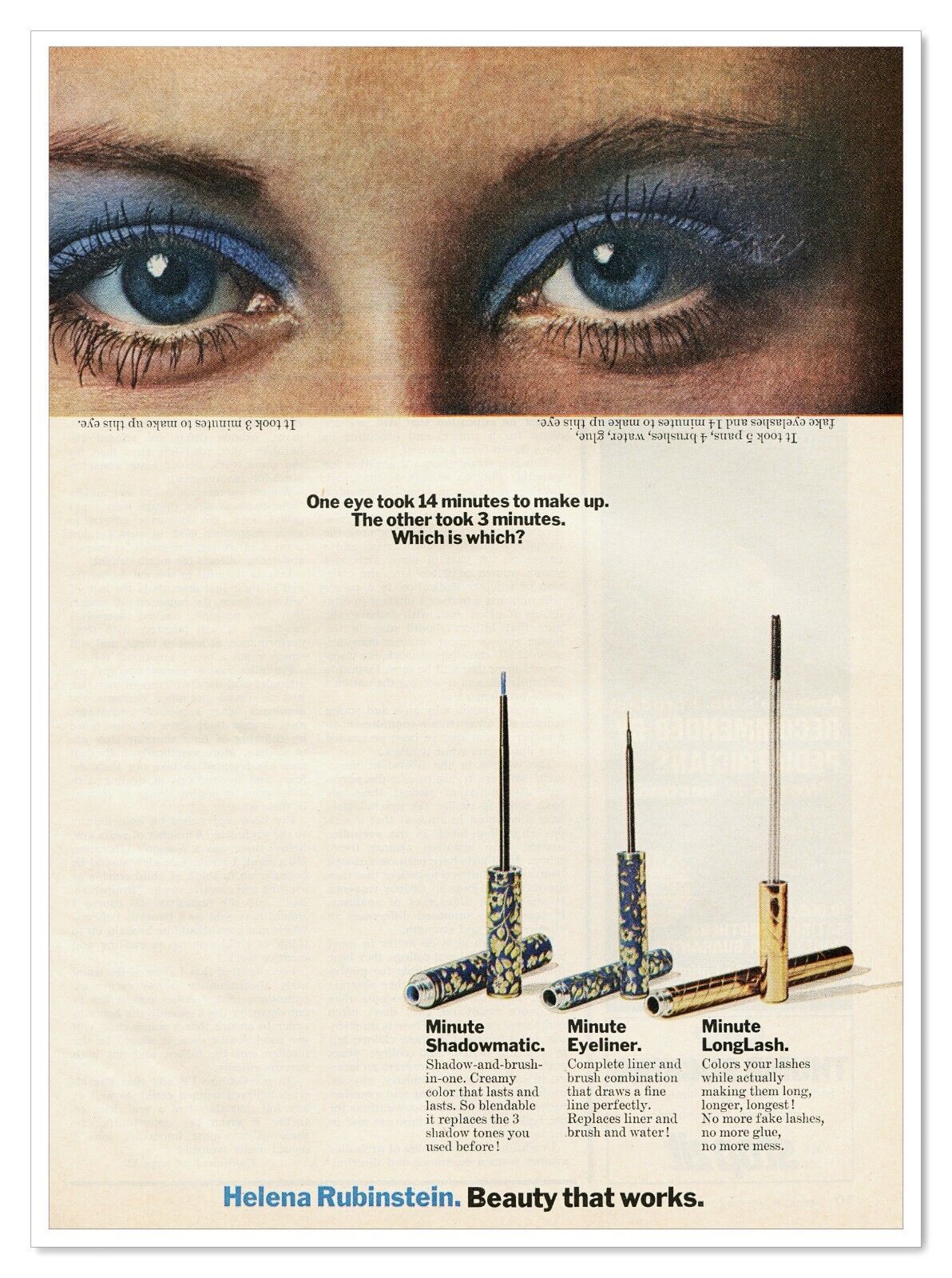 Primary image for Helena Rubinstein Eye Makeup Retro Beauty Vintage 1972 Full-Page Magazine Ad
