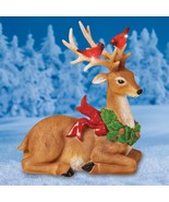 Solar Lighted Christmas Reindeer w/ Cardinals Yard Statue Holiday Outdoo... - £21.11 GBP