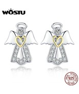 WOSTU Authentic 100% 925 Silver Guardian Angel Stud Earrings For Women B... - £17.42 GBP